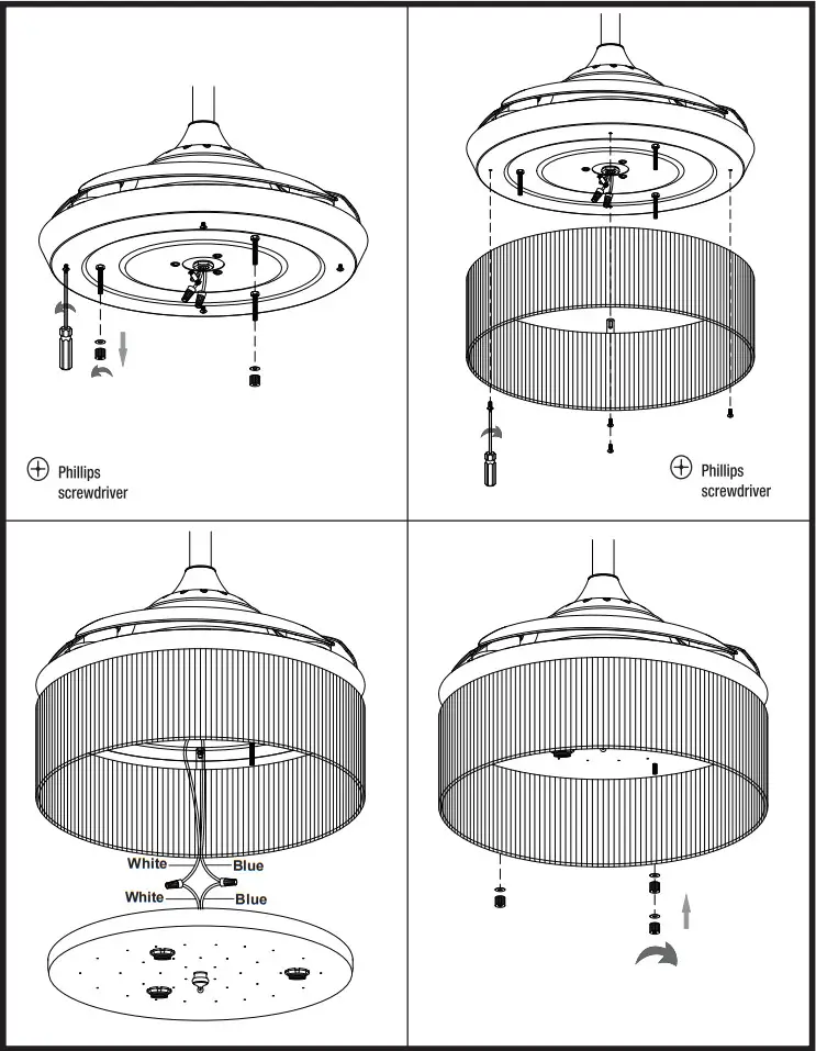 Parrot Uncle F3502110V Retractable Crystal Chandelier Ceiling Fan - Figure 7