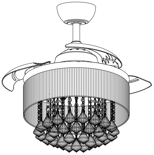 Parrot Uncle F3502110V Retractable Crystal Chandelier Ceiling Fan