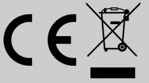 CE and dustbin icon