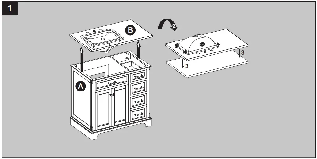 allen roth 2027VA-36-201 Vanity with Top - INSTALLATION INSTRUCTIONS 1