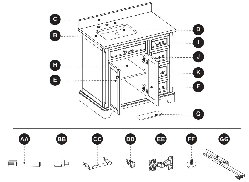 allen roth 2027VA-36-201 Vanity with Top - INSTALLATION INSTRUCTIONS 10