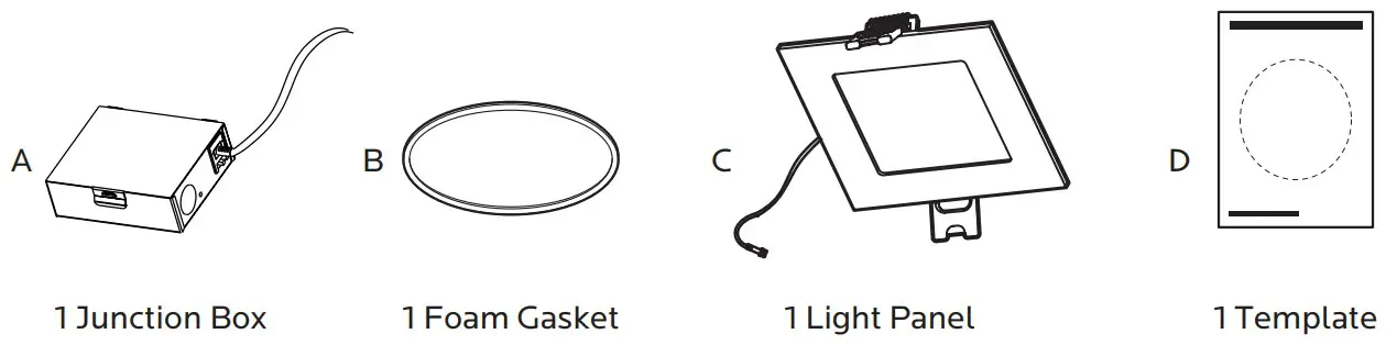 LUXRITE LR23754 3 inch LED Square Recessed Mini Panel - PACKAGE CONTENTS