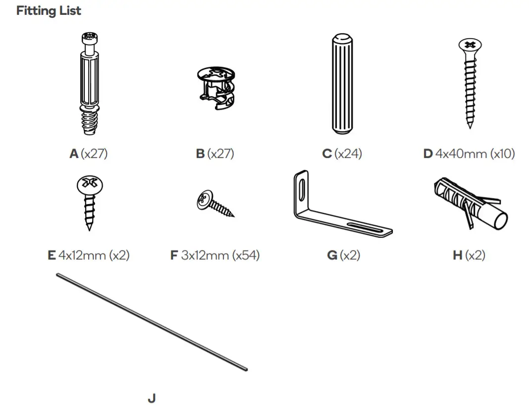 ovela OVBRONBSWHA Bronson Bookshelf-Fitting List