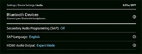 X1 Seetings screen with Bluetooth Devices selected at the top.