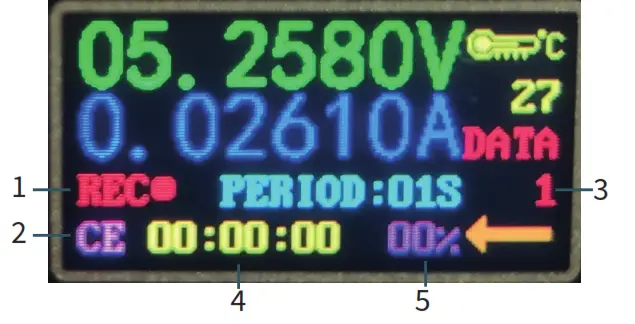 JOY-iT JT-TC66C Low Cost USB 3.0 Volt- and Amperemeter - RECORD MENU