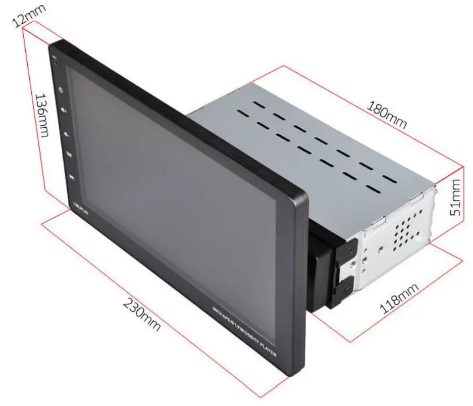 Hodozzy Apple B09N3C1C3Y Carplay Single Din Car Stereo Installation Guide - Product size
