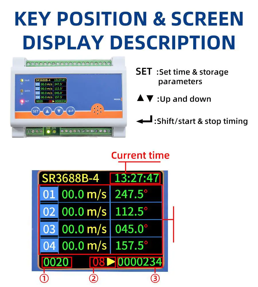 TRANBALL QR3688B 4 Channel Wind Speed and Direction Recorder - Product Overvew 9