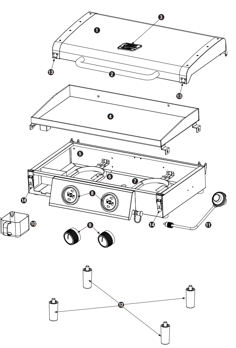 Blue Rhino GGT2131L Outdoor 2-Burner Portable LP Gas Griddle - fig 13