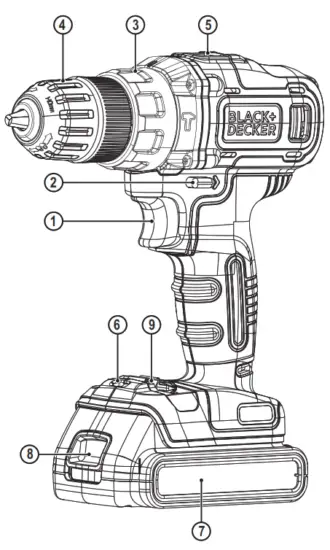 BLACK DECKER BDCHD18 Cordless Hammer Drill Driver with Battery