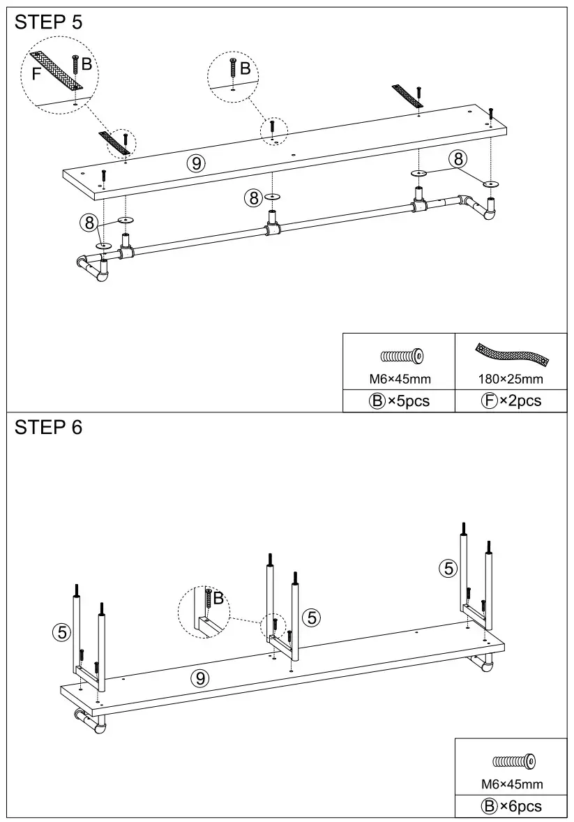 BYBLIGHT BB F1549XL Rustic Brown Industrial Rectangle Particleboard Console - Figure 4
