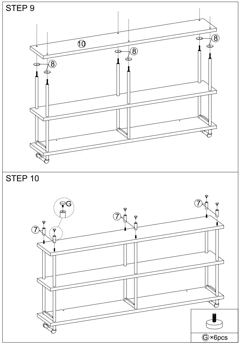 BYBLIGHT BB F1549XL Rustic Brown Industrial Rectangle Particleboard Console - Figure 6