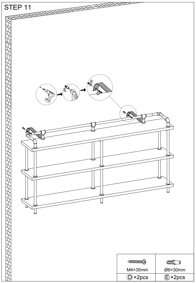 BYBLIGHT BB F1549XL Rustic Brown Industrial Rectangle Particleboard Console - Figure 7