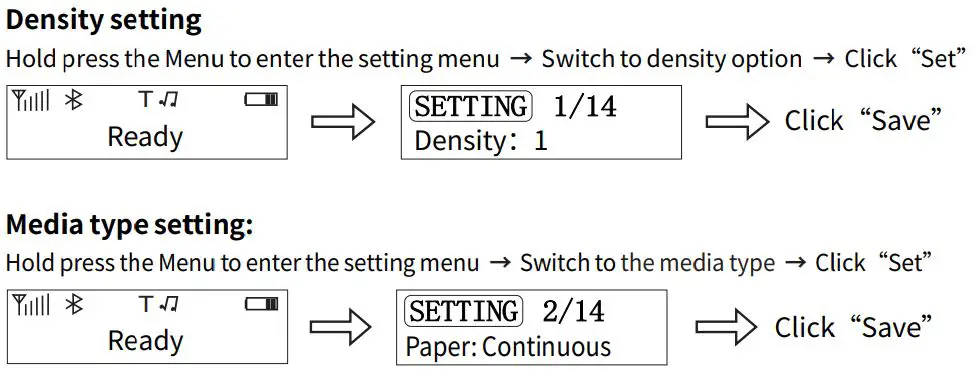 Gprinter CATPR Wireless Thermal Printer User Manual - Menu Options Description