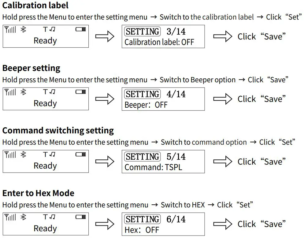 Gprinter CATPR Wireless Thermal Printer User Manual - Menu Options Description