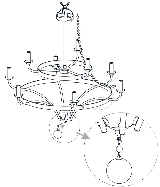QUOIZEL ADL5030MBK Adelaide 9 Light Chandelier Bulea