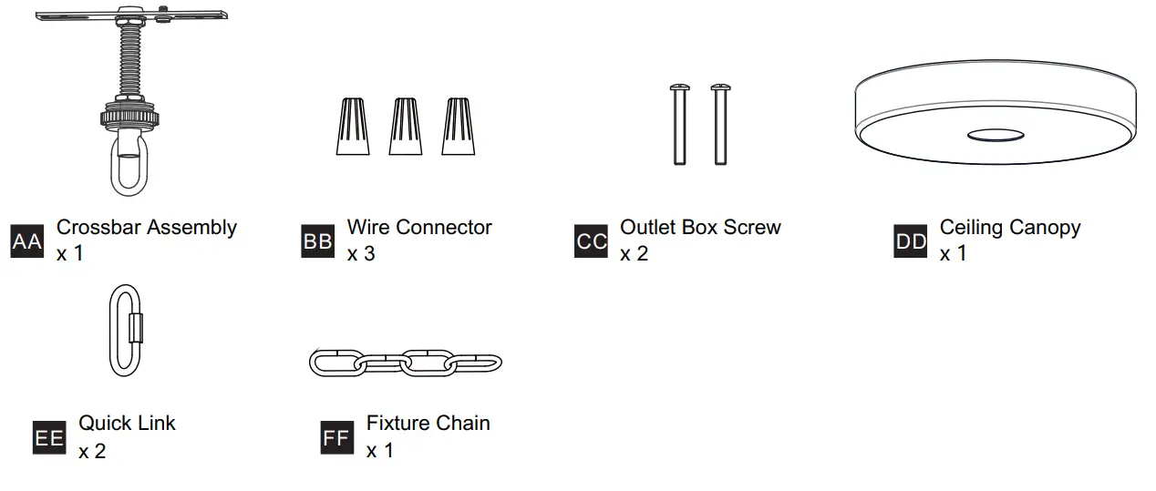 QUOIZEL ADL5030MBK Adelaide 9 Light Chandelier - MOUNTING HARDWARE
