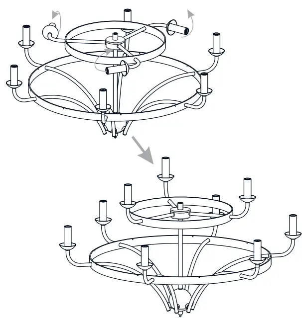 QUOIZEL ADL5030MBK Adelaide 9 Light Chandelier - Support Arms