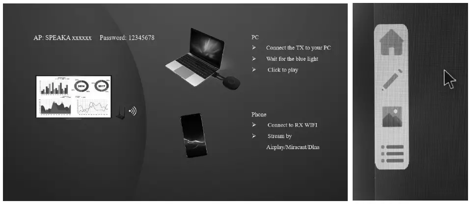 SpeaKa 2342739 4K Wireless Presentation Transmitter and Receiver with Quad Multi Viewer-10