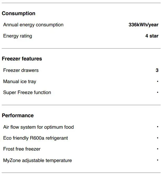 Haier HRF450BW2 70cm 419L Bottom Mount Fridge Freezer User Guide - SPECIFICATIONS