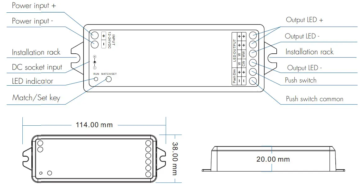 SKYDANCE WZ1 2CH LED Controller Mechanical Structures - Installations