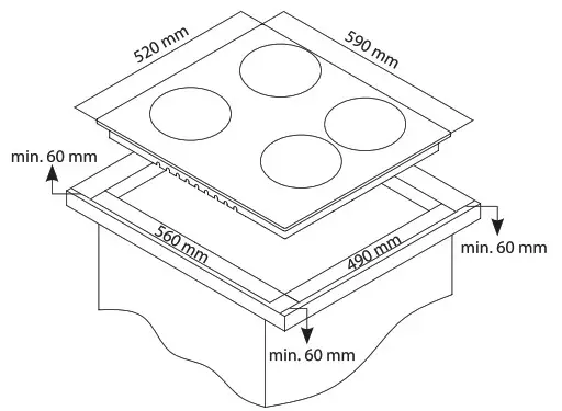 TESLA HV6400SB Glass-ceramic cooktops Archives - Installation Diagram 4