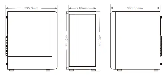 thermaltake S200 TG ARGB Tower Chassis - dimension6