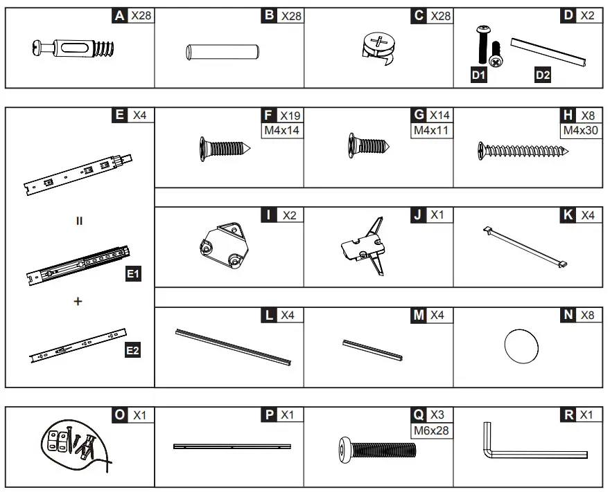 DEVAISE AWJG008 Wood 2 Large Drawer File Cabinet - PARTS