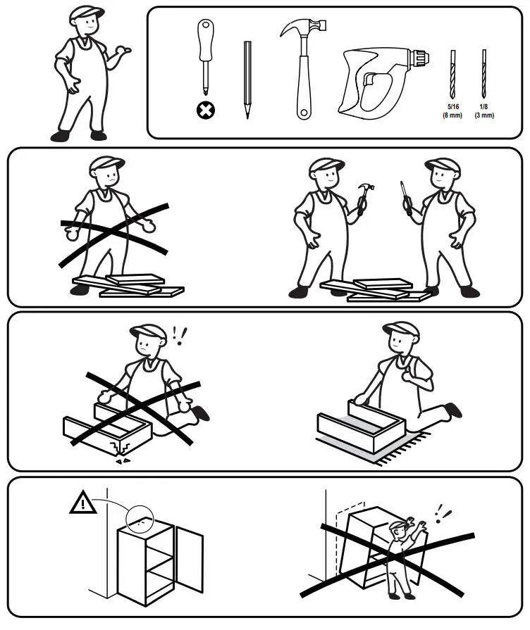 DEVAISE AWJG008 Wood 2 Large Drawer File Cabinet - WARNING