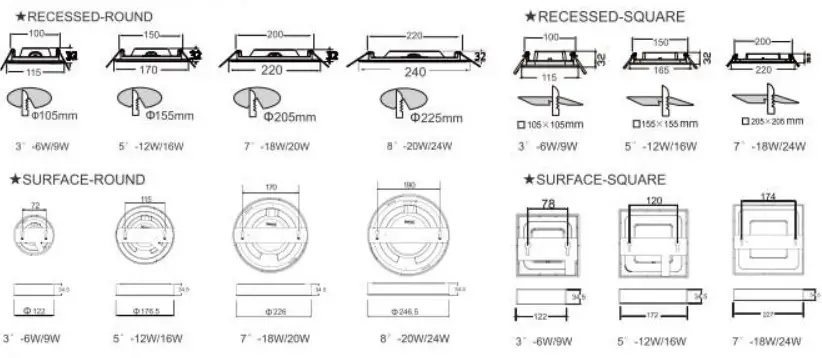 naeve 1373523 Komplex Built-in Surface Mounted Light - 3