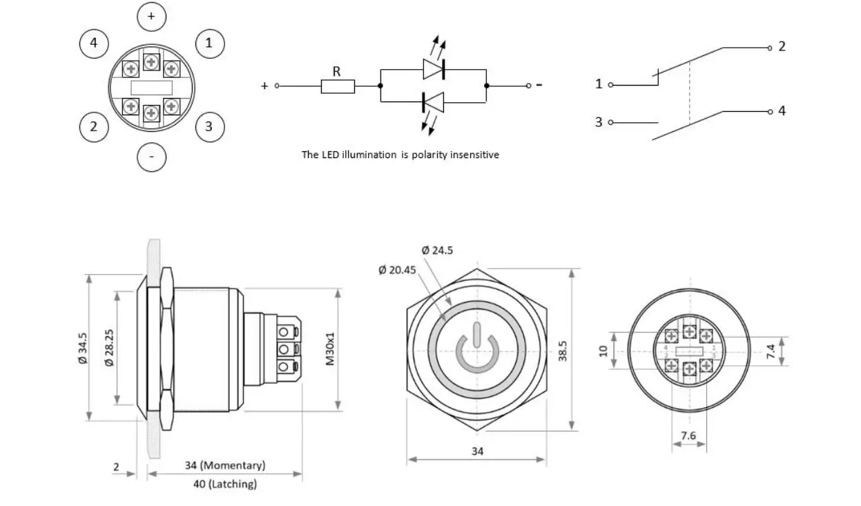 2489255 RS PRO Push Button Switches FIG 1