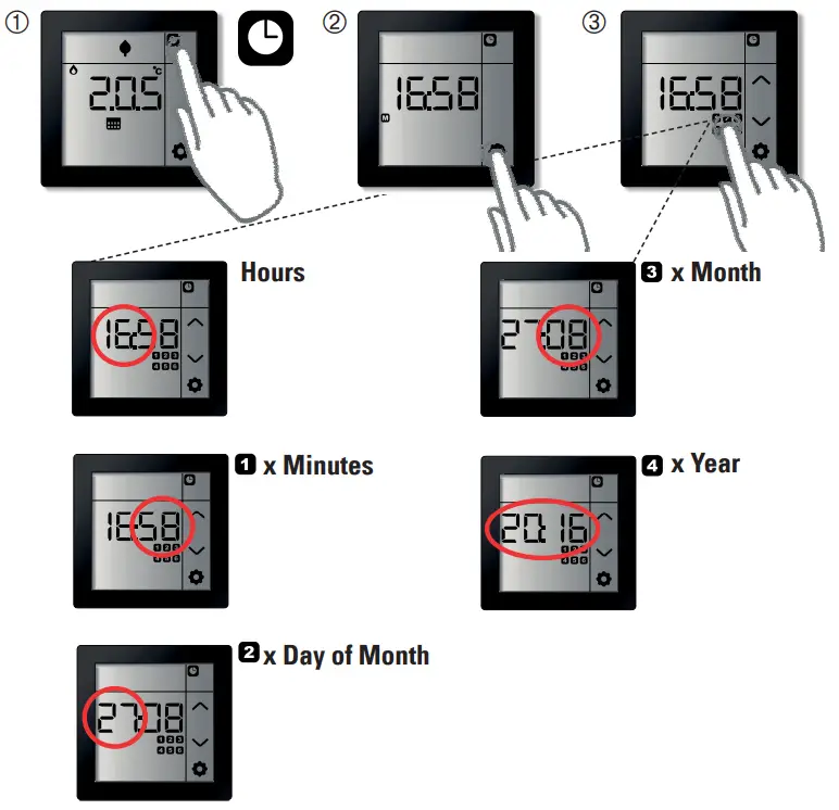 EATON xComfort Room Controller Touch Temperature Regulation - Current Time and Date
