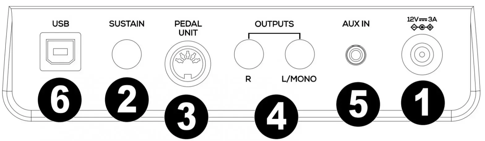 ALESIS Prestige Artist-88 Key Digital Piano - Rear Panel