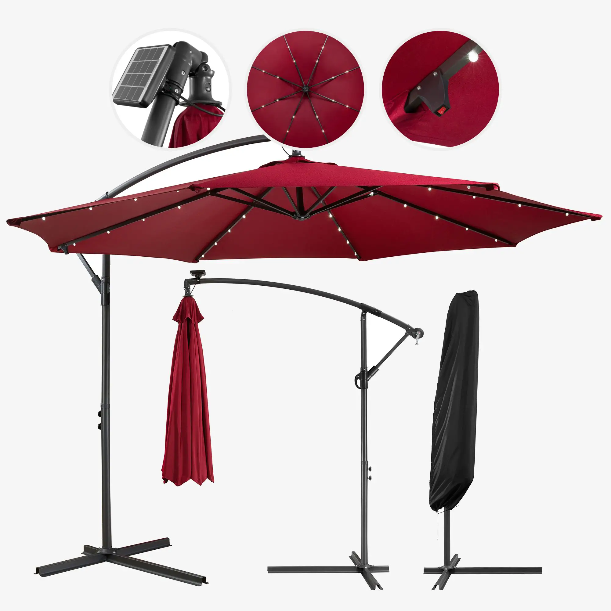 AREBOS 9999981642729 Parasol with 40 LEDs Instruction Manual