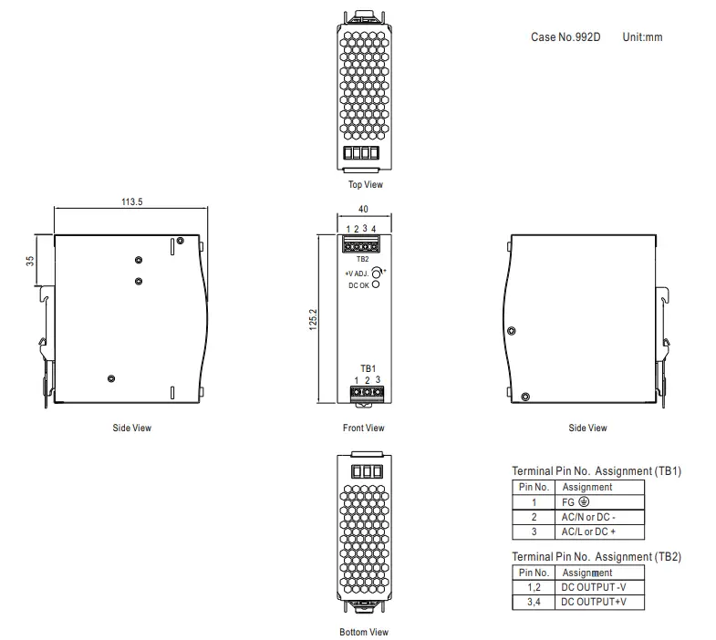 MEAN WELL EDR-120 DIN Rail Switching Power Supply - fig 3