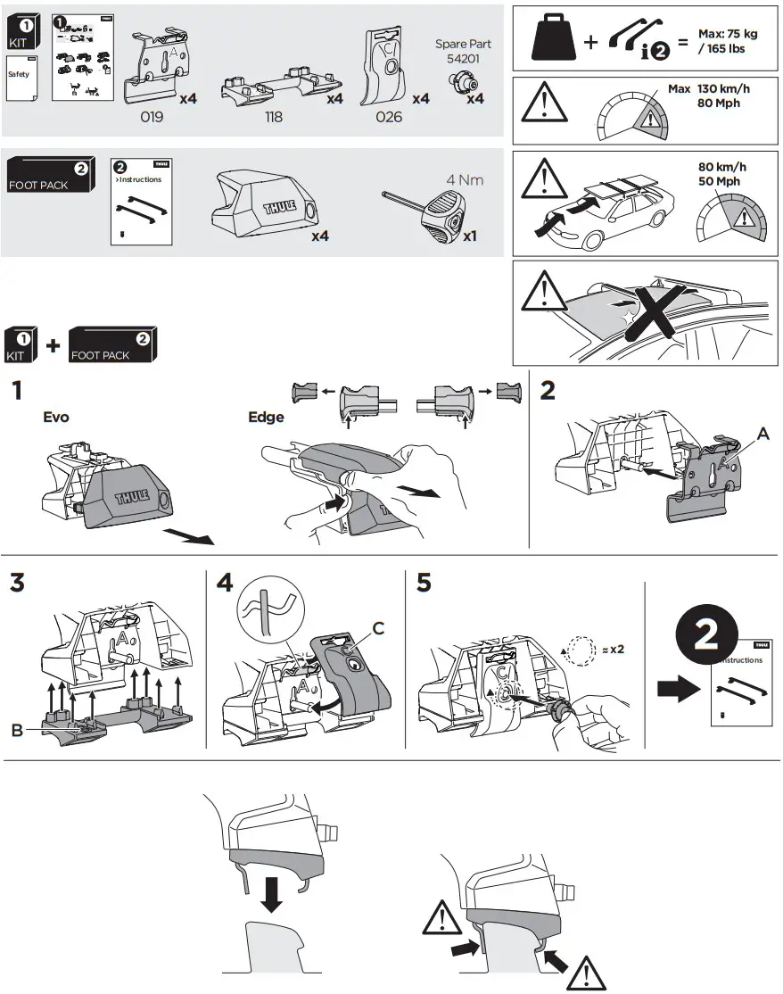 THULE 186148 Evo Flush Roof Bar Fitting Kit