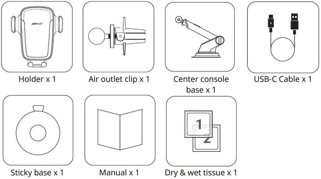 ACEFAST D1 15W Fast Wireless Charger Car Mount Holder - Figure 1