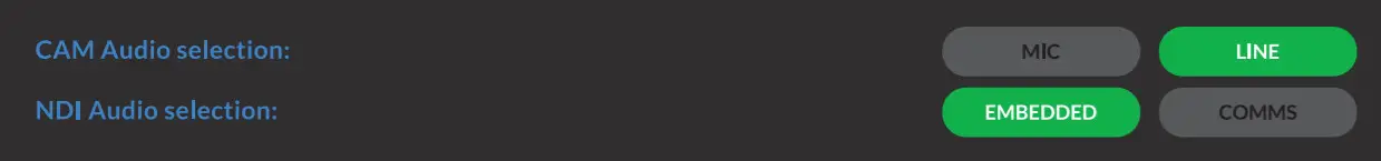 NDI BirdDog EYES A200- CAM Audio selection