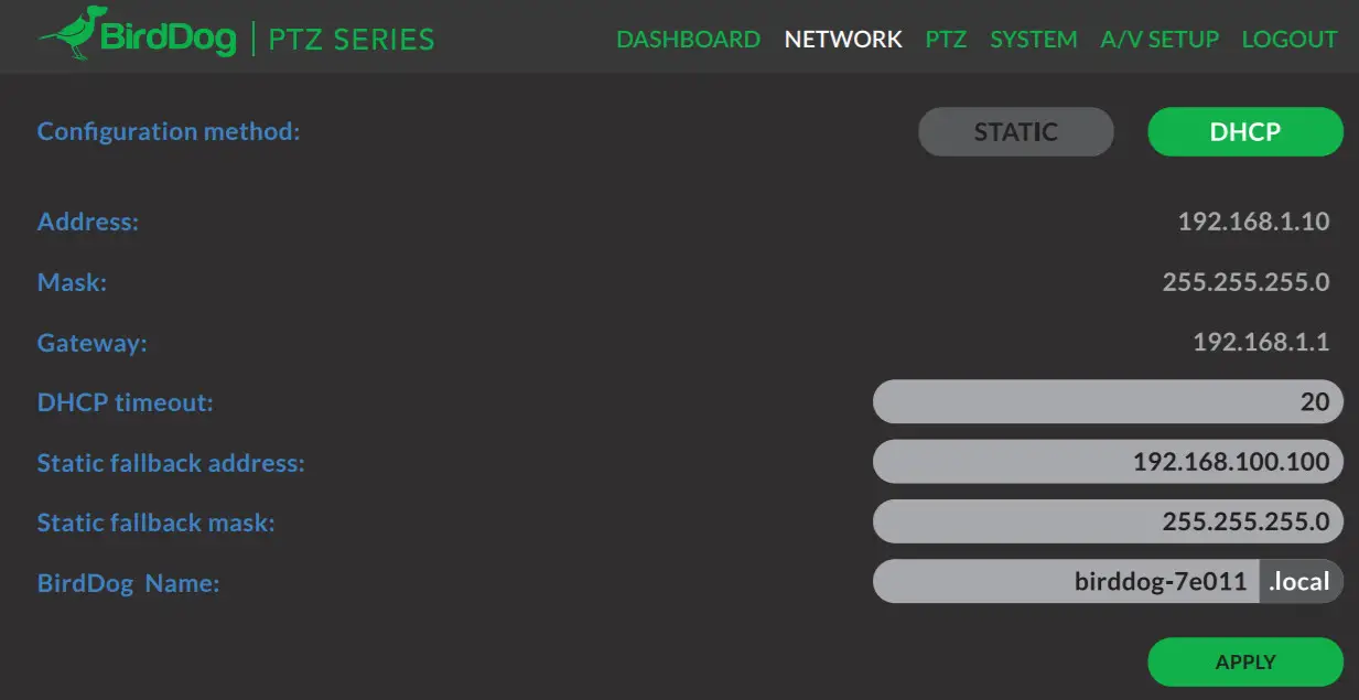 NDI BirdDog EYES A200- Device naming