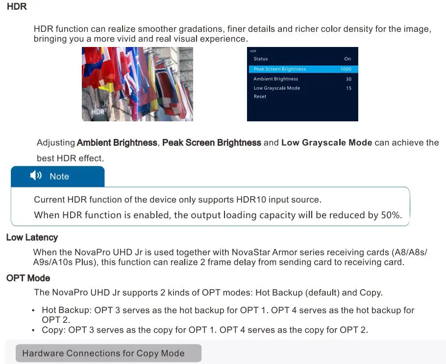 NOVASTAR NovaPro UHD Jr All-in-One Video Processing Controller User Guide - HDR