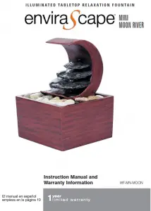 Homedics WF-MN-MOON enviraScape Mini Moon River Illuminated Tabletop Relaxation Fountain Instruction Manual and Warranty Information
