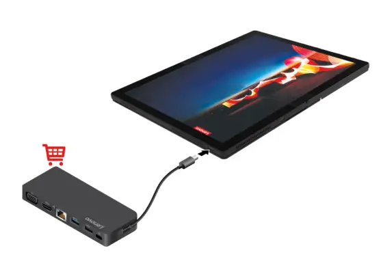 Lenovo ThinkPad X1 Fold Gen 1 - Connect the Lenovo Powered USB-C Travel Hub