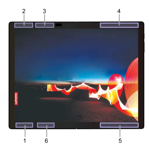 Lenovo ThinkPad X1 Fold Gen 1 - Locate the UltraConnect wireless antennas Image