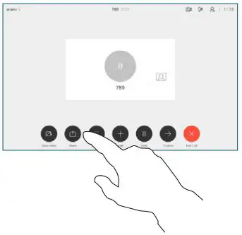 CISCO Webex Room Series Touch Controller User Guide - Connect the source to the video system with a suitable cable, make sure it has been switched on and tap Share