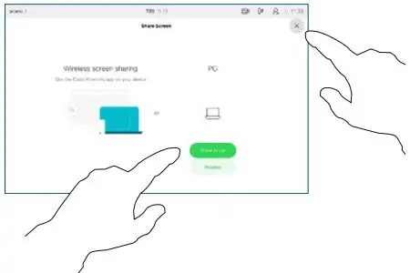 CISCO Webex Room Series Touch Controller User Guide - Tap Local preview to view the content without sharing it