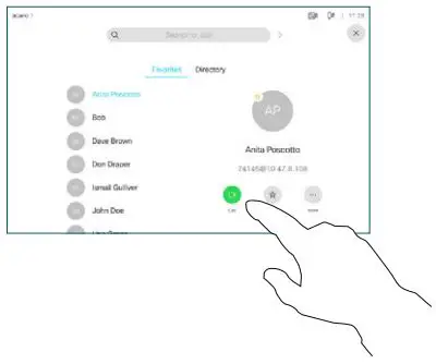 CISCO Webex Room Series Touch Controller User Guide - Tap that entry to produce the green Call button