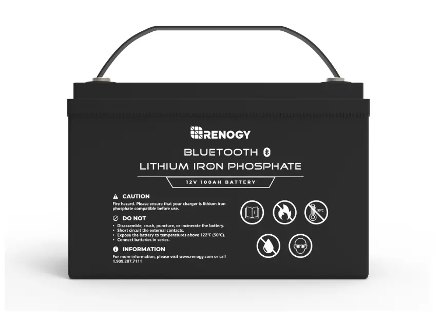 RENOGY RBT100LFP12 BT 12V 100Ah Lithium Iron Phosphate Battery with Bluetooth
