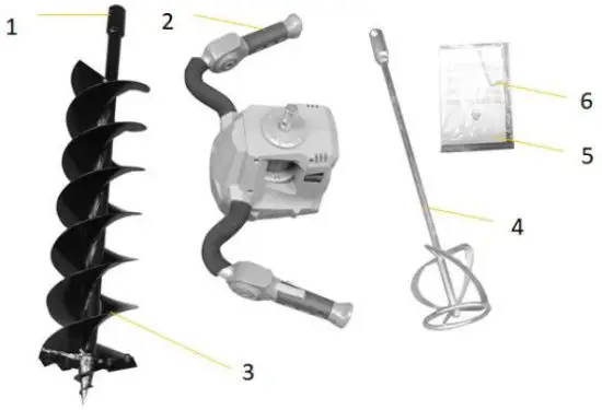 ZIPPER ZI EBM40V AKKU Earth Drill and Mixer 40 Volt AKKU - delivery content