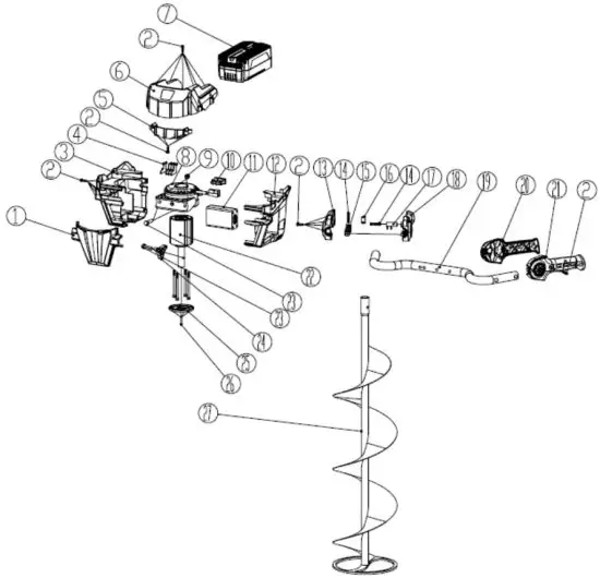 ZIPPER ZI EBM40V AKKU Earth Drill and Mixer 40 Volt AKKU - exploded view
