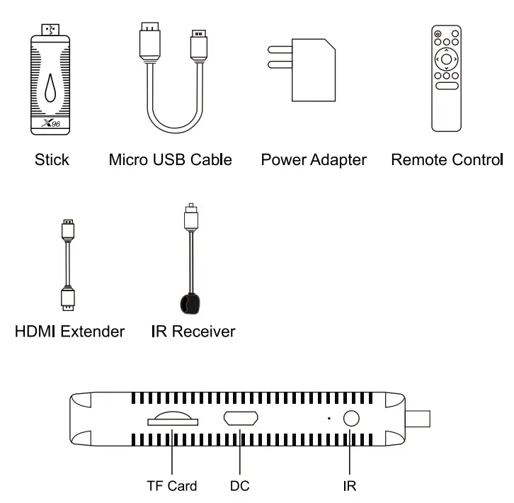 X96 S400 Android 10 Tv Stick With 4k Support - pachage content