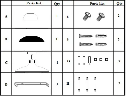 Johan Lewis House Stockholm Ceiling pendant Parts list